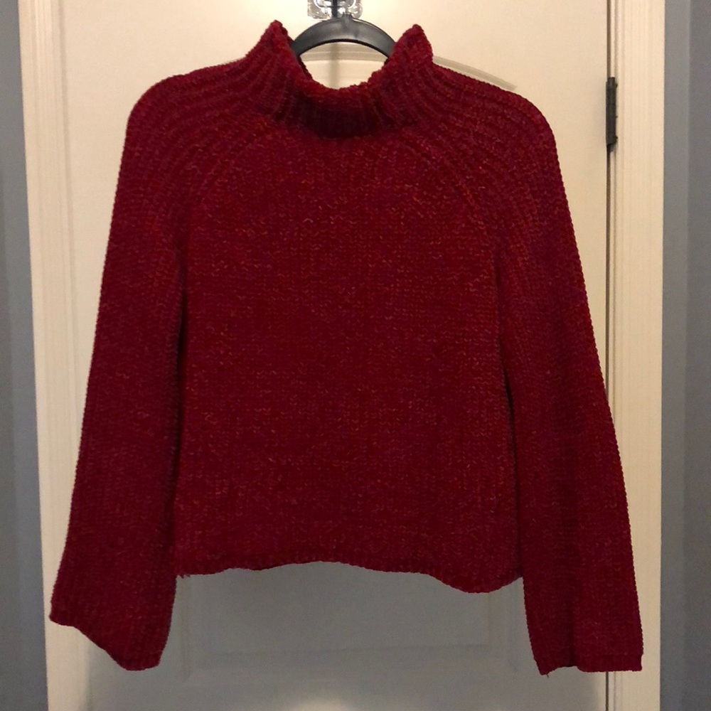 Red Soft Thick Knit Turtleneck Sweater